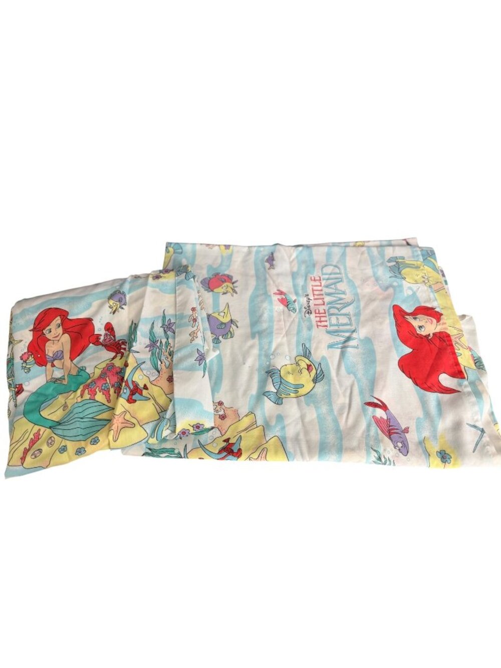 Vintage 90s Disney Little Mermaid Twin Flat and fitted  Sheet